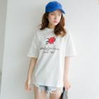 Rose-print T-shirt