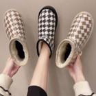 Houndstooth Pvc Fluffy-lined Short Snow Boots