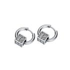Simple Personality Geometric Square Texture 316l Stainless Steel Stud Earrings Silver - One Size
