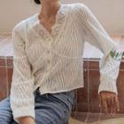 Long-sleeve Lace Button-up Top