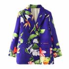 Flower Print Double-breasted Blazer