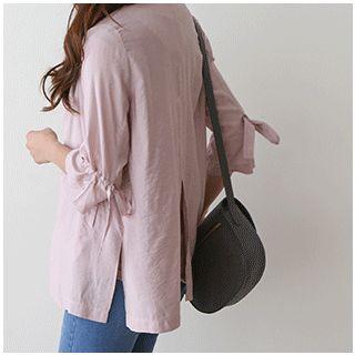 Open-front Shirred-sleeve Jacket