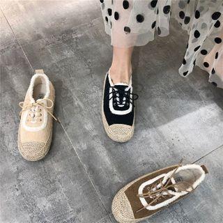 Fleece-lined Lace-up Flats