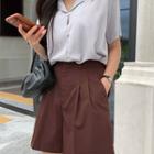 Notched-lapel Button-detail Blouse