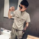 Set: Front-zip Short-sleeve Top + Jogger Pants