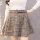 Plaid Woolen Mini A-line Skirt