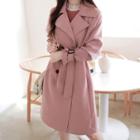 Double-breasted Belted-cuff Coat With Sash