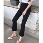 Fray Cropped Boot-cut Jeans