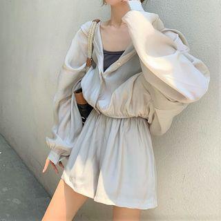 Hooded Shirt Jacket / Wide-leg Shorts