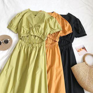 Twisted Front Cutout Midi A-line Dress