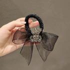 Bear Rhinestone Mesh Bow Hair Tie