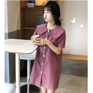 Wide Collar Dress A-line Skirt