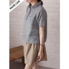 Half-placket Floral Print Top