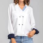 Double-breasted Panel Long-sleeve Blouse