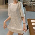 Sequined Elbow-sleeve T-shirt Dress