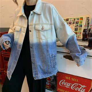 Loose-fit Gradient Denim Jacket White + Blue - One Size
