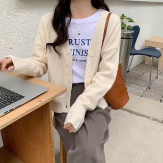 Plain Single-breasted Knit Jacket