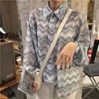 Long-sleeve Wavy Print Shirt