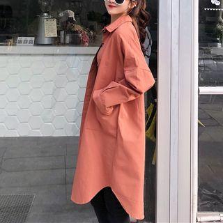 Dual-pocket Buttoned Trench Coat