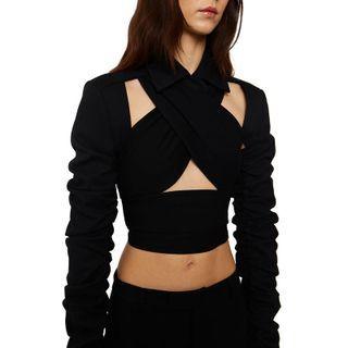 Puff-sleeve Strappy Crop Top