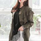 Stand-collar Frilled Military Jacket