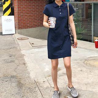 Tie Waist Short-sleeve Polo Shirt Dress