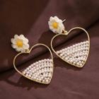 Flower Faux Pearl Dangle Earring 1 Pair - As Shown In Figure - One Size