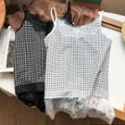 Lace Trim Gingham Camisole