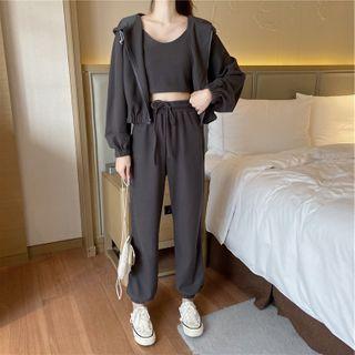 Set: Hooded Zip Jacket + Tank Top + Jogger Pants