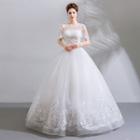 Short-sleeve Embellished Wedding Ball Gown