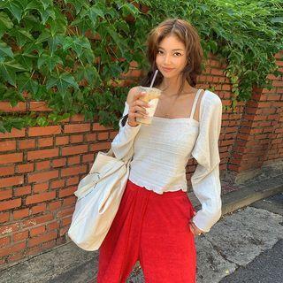 Lettuce-edge Knit Bolero Cardigan