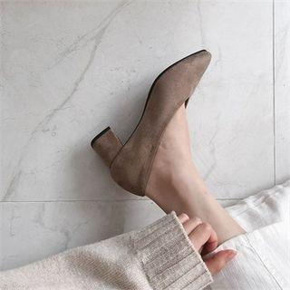 Pointy-toe Faux-suede Kitten-heel Pumps