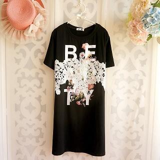 Lace Panel T-shirt Dress