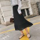 Chiffon Pleated A-line Midi Skirt