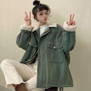 Plain Loose-fit Long-sleeve Zip Jacket