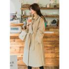 Tall Size Hidden-button Trench Coat With Sash