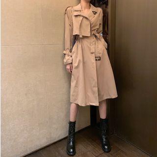 Lapel Trench Coat With Belt Khaki - One Size