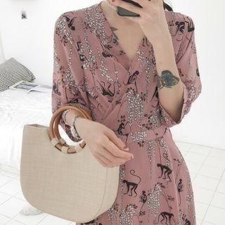 Floral V-neck Midi Dress