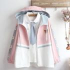 Embroidered Hooded Zip Jacket / Shirt / Set