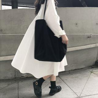 Plain A-line Shirtdress White - One Size