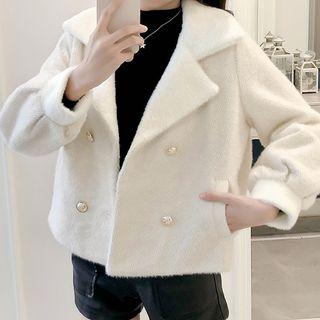 Fleece-lined Double-breasted Knit Jacket