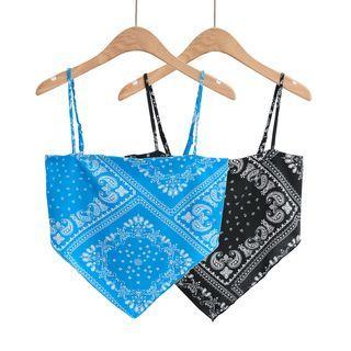 Paisley Print Asymmetrical Cropped Camisole Top