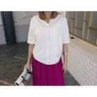 Slit-neckline T-shirt