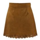 Lace Trim Suede Skirt