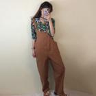 Elbow-sleeve Printed Shirt / Letter Embroidered Jumper Pants