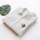Bee Embroidered Striped Short-sleeve Shirt
