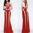 Color-block Evening Gown