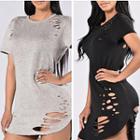 Short-sleeve Ripped T-shirt Dress