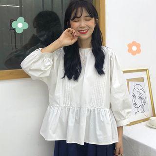 3/4-sleeve Back-buttoned Top / Culotte Pants