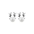 Sterling Silver Fashion Simple Elk Freshwater Pearl Stud Earrings Silver - One Size